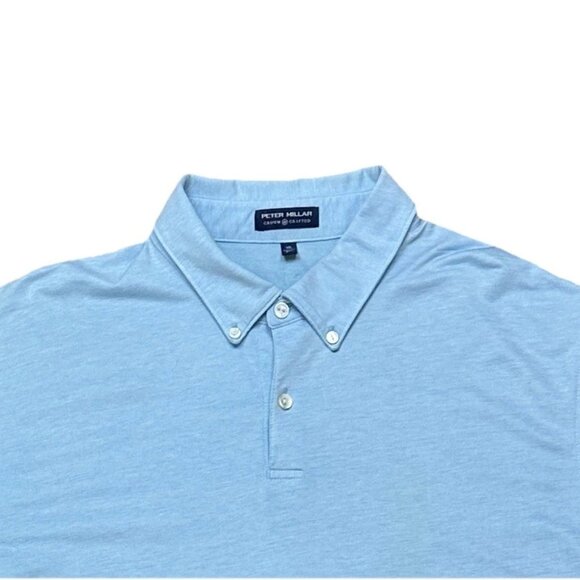 Peter Millar Sean Stretch Jersey Polo XL Cottage Blue Crown Crafted Mens Shirt - Picture 2 of 6